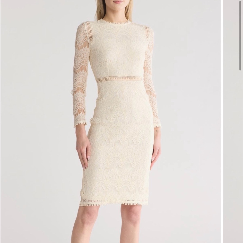 Lace Long Sleeve Midi Dress